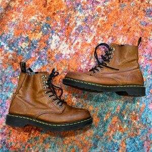 Dr. Martens 1460 Pascal Camel Brown Leather Lace-Up Combat Boots
